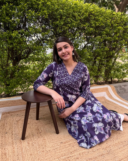 Purple berry bloom kurta