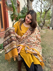 Mustard embroidered kurta with Chanderi Duppata