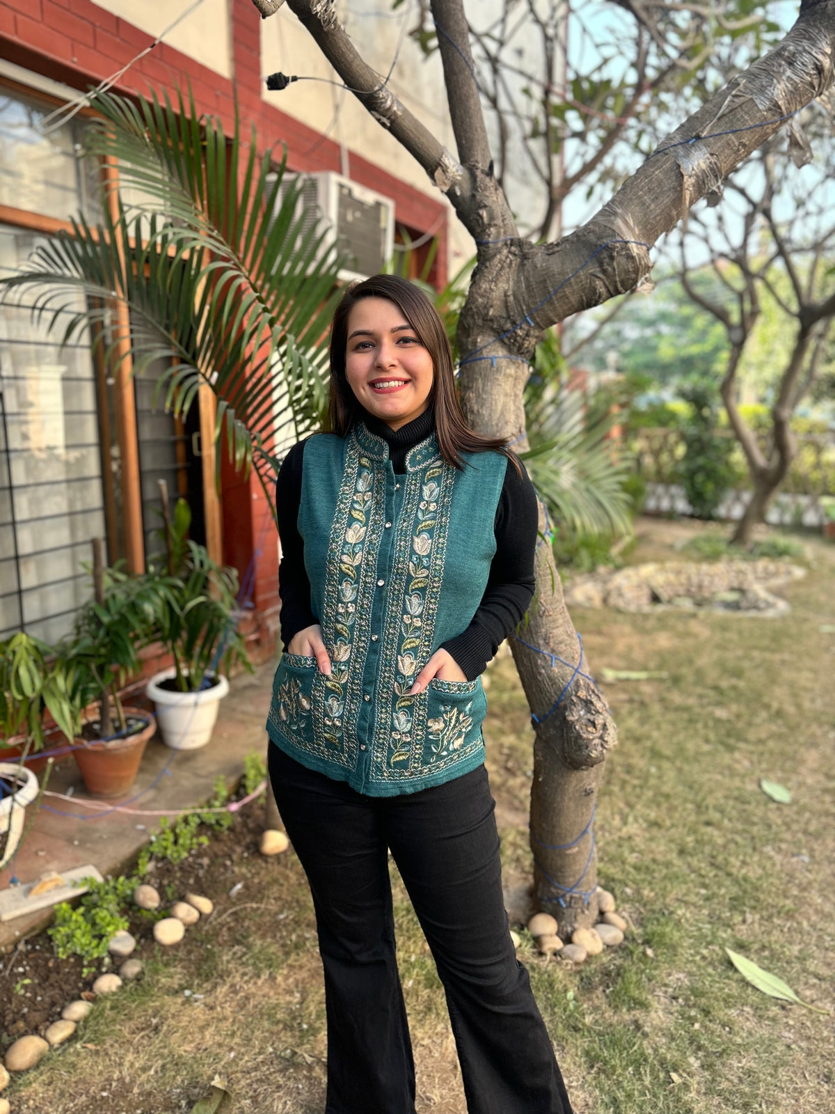Peacock embroidered Sidra (waist coat)