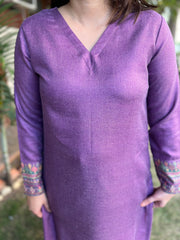 Lavender border woollen kurta