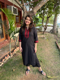 Black Border kurta with South cotton ajrakh duppata - MYSANSKRITAM