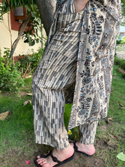 Grey Geometric Kalamkari Palazzo - MYSANSKRITAM