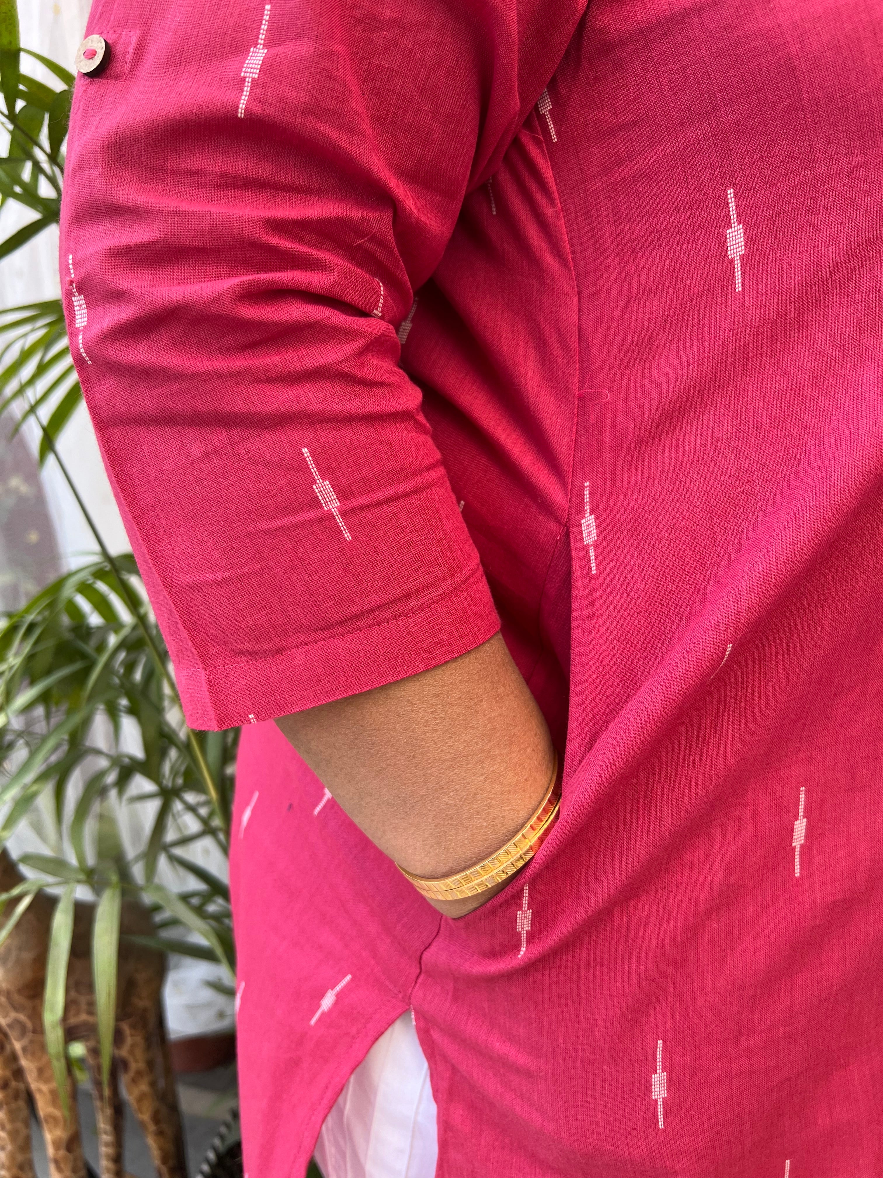 Pink Ikkat Shirt - MYSANSKRITAM