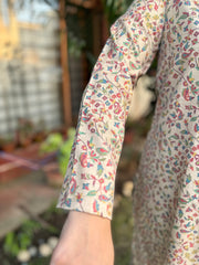 Cream Floral woollen Kurta