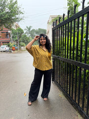 Mustard buti Sanganeri shirt