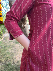 Maroon south cotton zig zag kurta