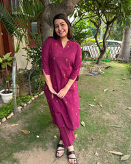 Burgundy small leaf south cotton coord set