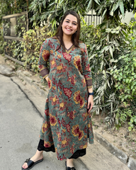 Sea green floral Aline kurta