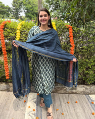 Morpankhi leaf Chanderi full suit set