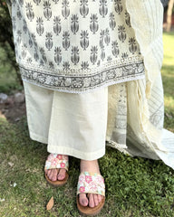 White Grey handblock printed suit set