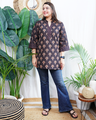 Black kantha print kurti