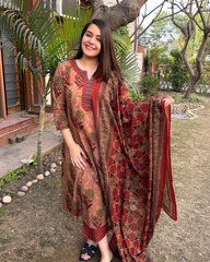 Rust Buta Sanganeri full suit set