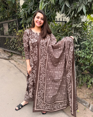 Brown Sanganeri suit set