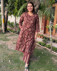 Burgundy floral jaal Coord set