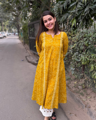 Mustard abstract Aline kurta
