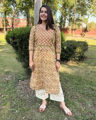 Kesari Handblock Printed kurta