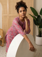 Pink Floral Cotton Suit Set