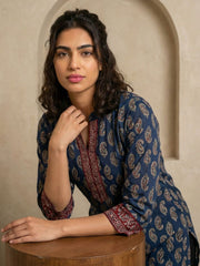 Navy Blue Print Kurta