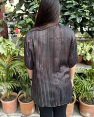 Premium black lines Modal silk Shirt