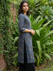 Blue big flower kurta