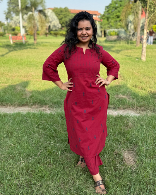 Red buti coord set