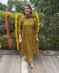 Mustard circle Aline full suit set