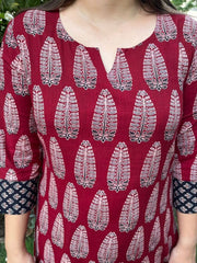 Maroon Ajrakh printed Kurta