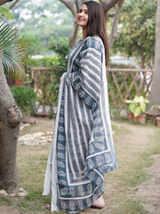 Sky Blue Handblock Cotton Suit Set