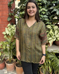 Green digital modal silk shirt