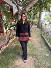 Black Kullu border woollen short kurti