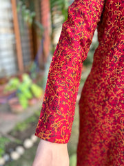 Red Floral woollen Kurta
