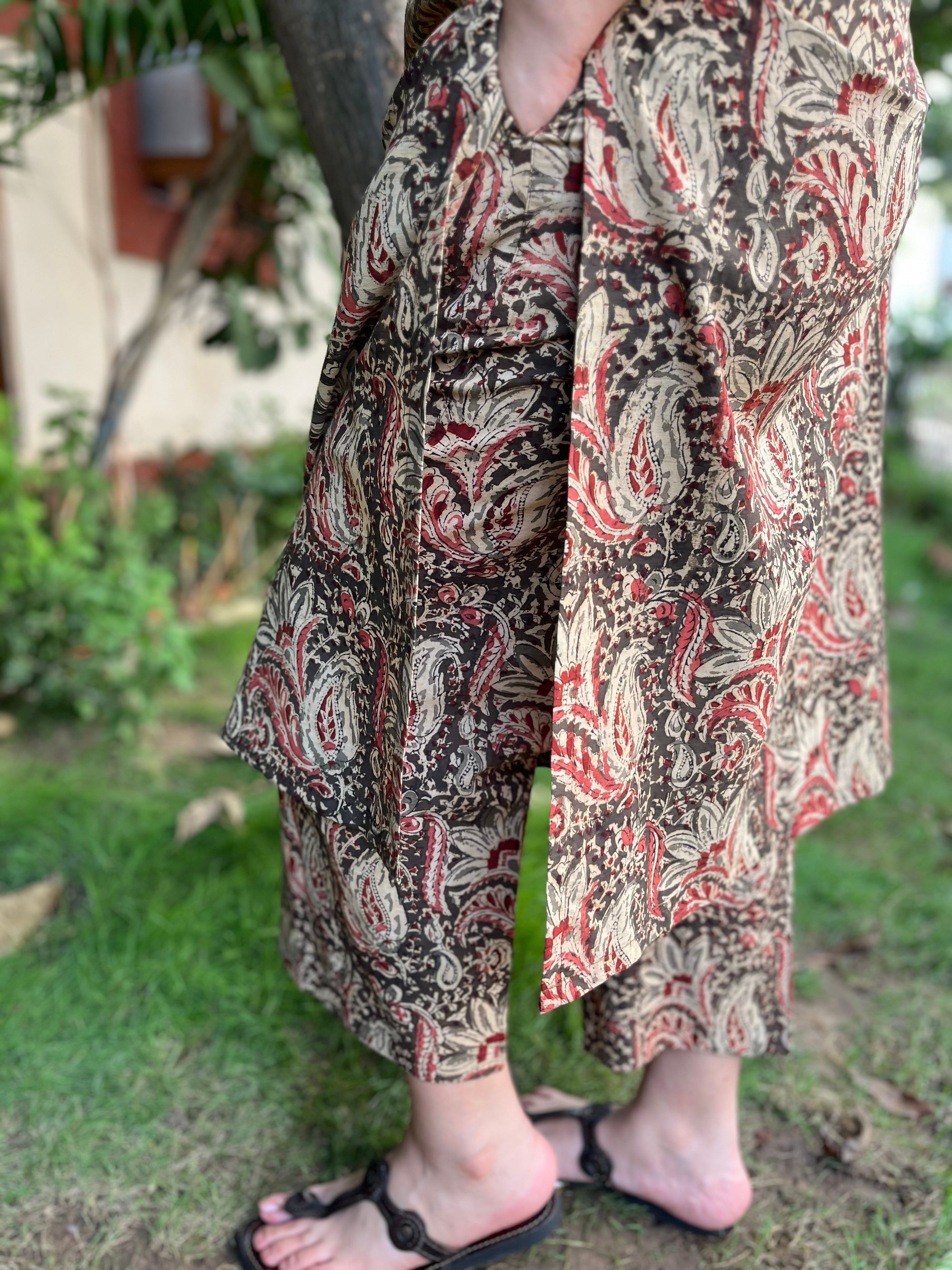 Mehendi Green Kalamkari Palazzo - MYSANSKRITAM