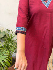 Maroon solid full suit set  with designer dupatta