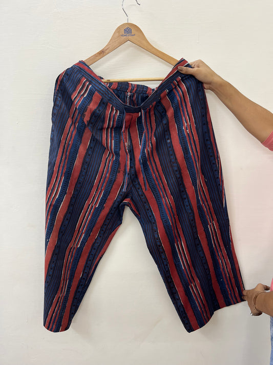 Indigo maroon lines palazzo - MYSANSKRITAM