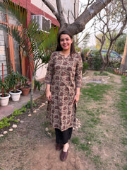 Ruhani Brown Rose Handblock Kurta