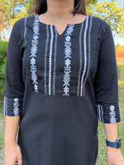 Black Yoke embroidered Solid kurta