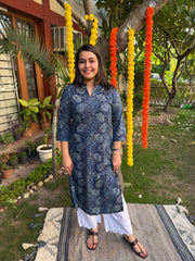 Dark blue floral Kurta