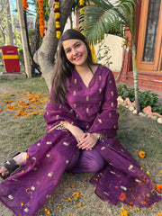 Purple embroidered Suit set