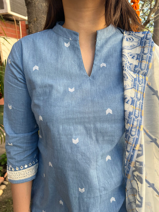Pastel blue south cotton kurta only