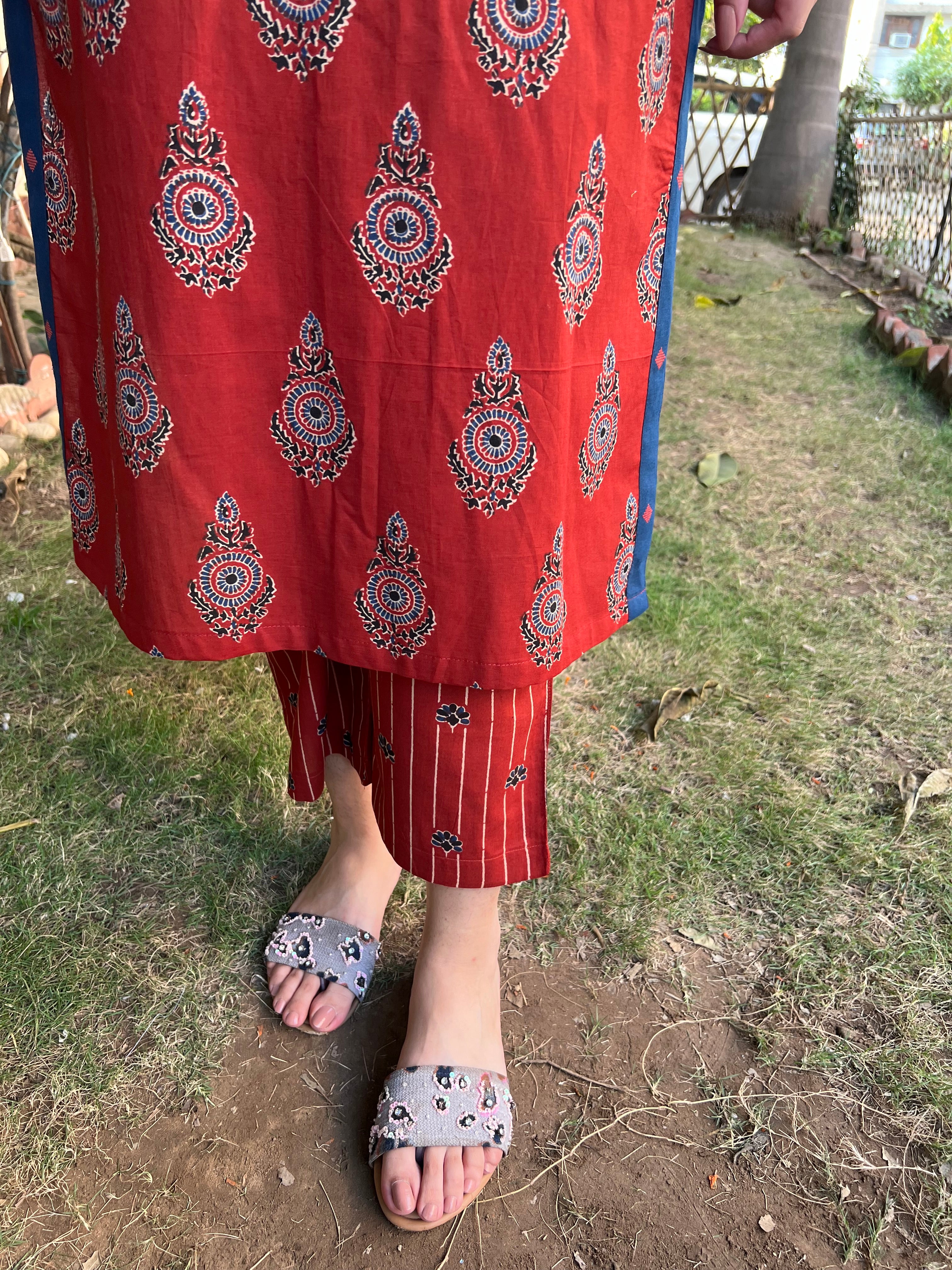 Maroon Sanganeri print coord set - MYSANSKRITAM