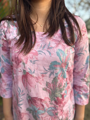 Pink Floral Aline Kurta
