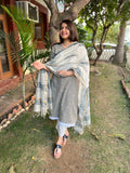 Slate Grey Kurta with handblock Chanderi duppata - MYSANSKRITAM