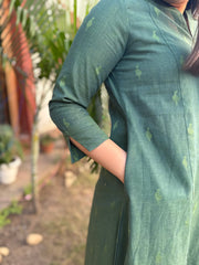 Green South Cotton Aline Kurta