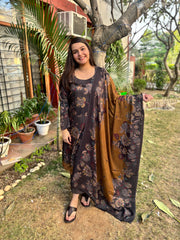 Grey Floral Spun suit set