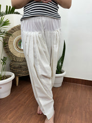 White overall elastic salwar
