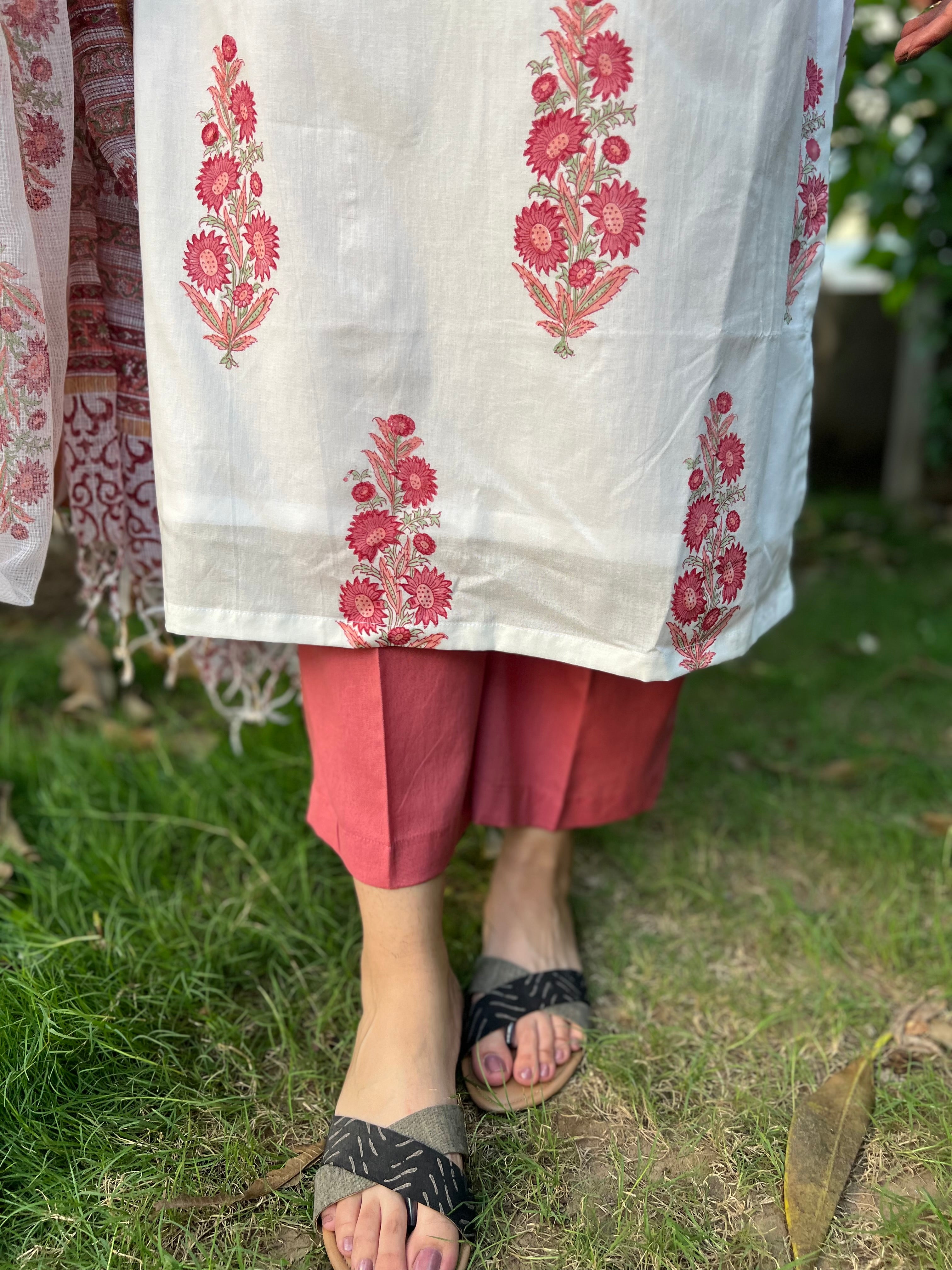 Rose pink slub cotton palazzo - MYSANSKRITAM