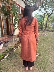 Rust border woollen kurta