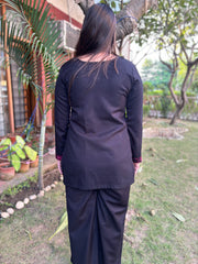 Pink Kanni embroidered short kurti (woollen)