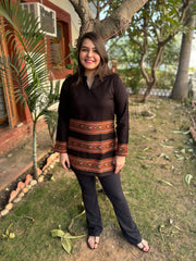 Black Kullu border woollen short kurti