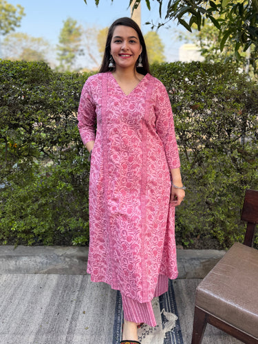 Pink Floral Aline Coord Set